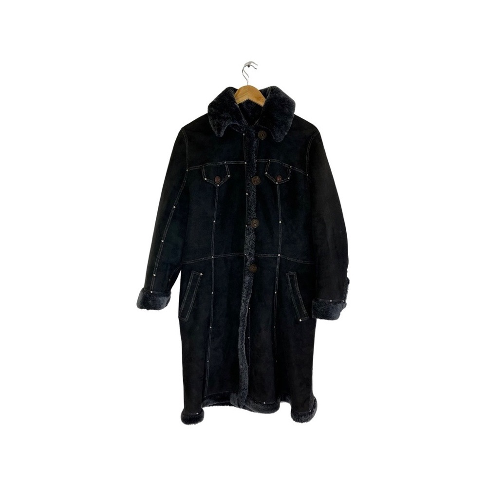 Vintage Zuki black shearling overcoat size large